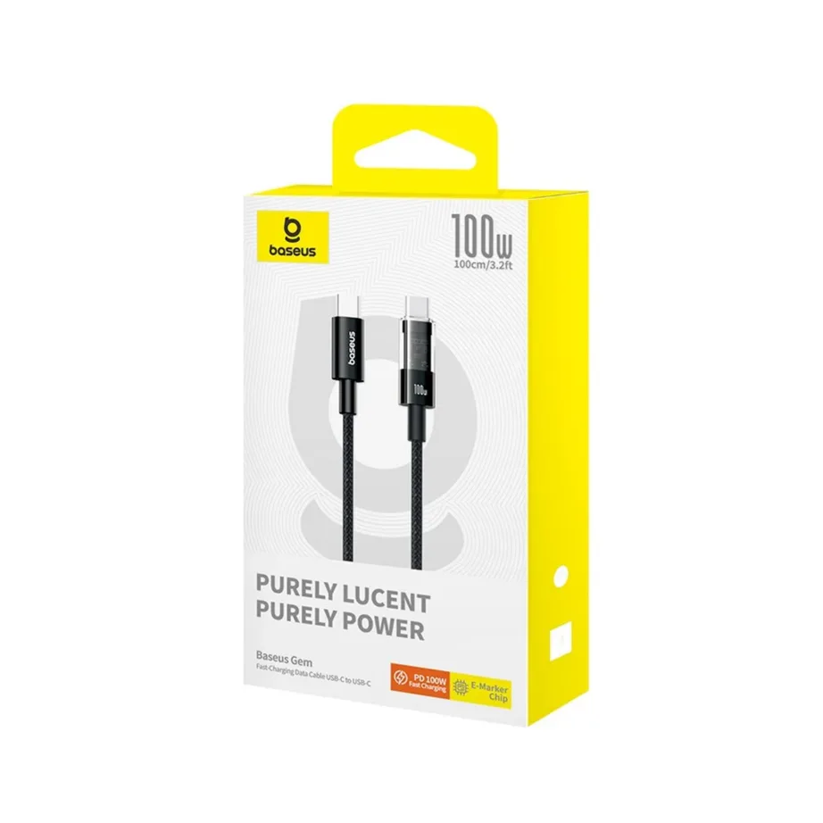 Baseus Gem P10373000111-00 1 m 100 W must USB-C to USB-C nailonist kiirlaadimiskaabel - 6
