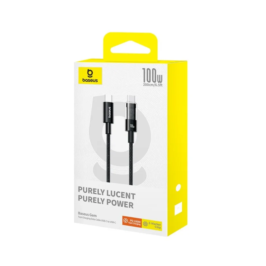 Baseus Gem P10373000111-01 2 m 100W must USB-C kiirlaadimiskaabel nailonpunutisega - 6
