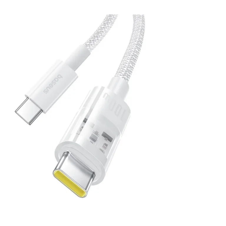 Baseus Gem P10373000211-00 1 m 100 W valge USB-C–USB-C kiirlaadimiskaabel nailonkattega