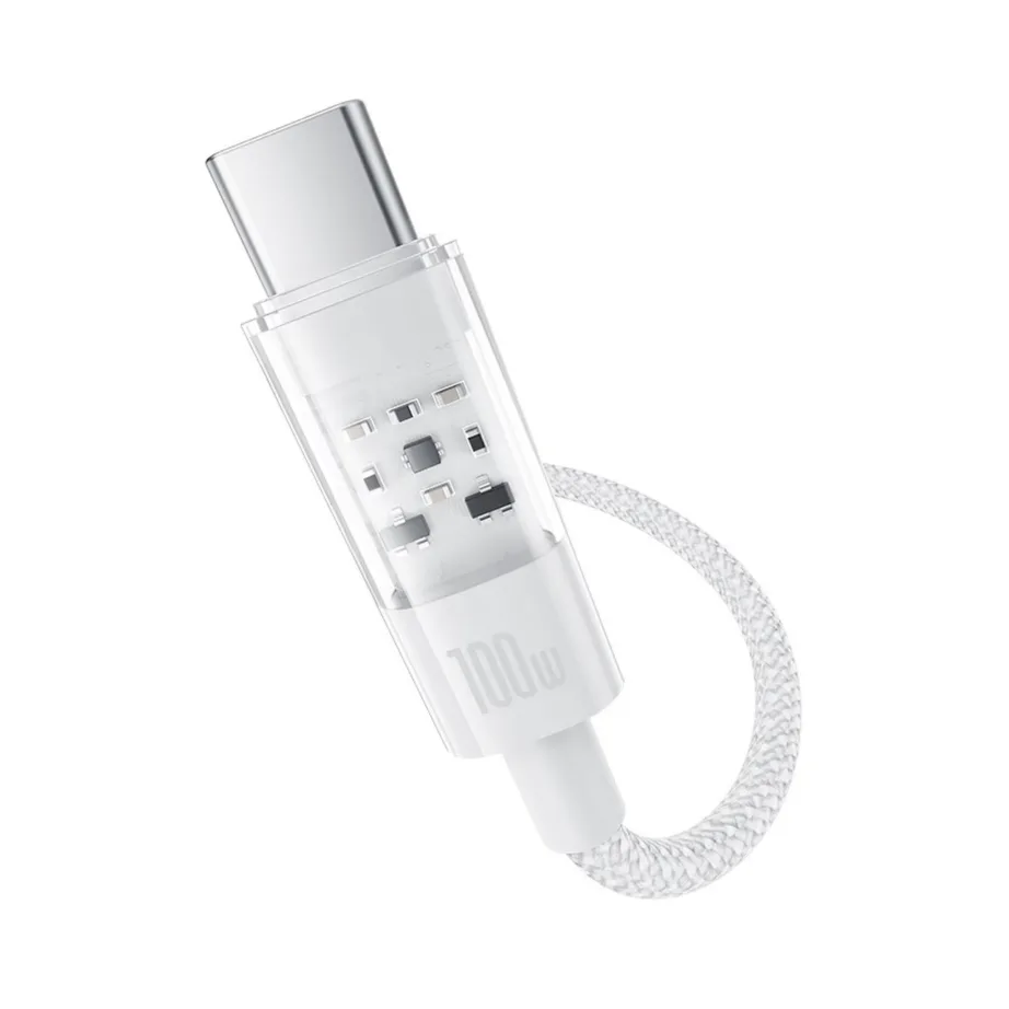 Baseus Gem P10373000211-01 2 m 100 W valge USB-C kiirlaadimiskaabel nailonkattega – 3