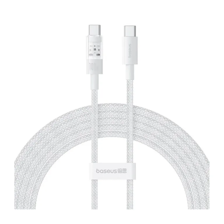 Baseus Gem P10373000211-01 2 m 100 W valge USB-C kiirlaadimiskaabel nailonkattega