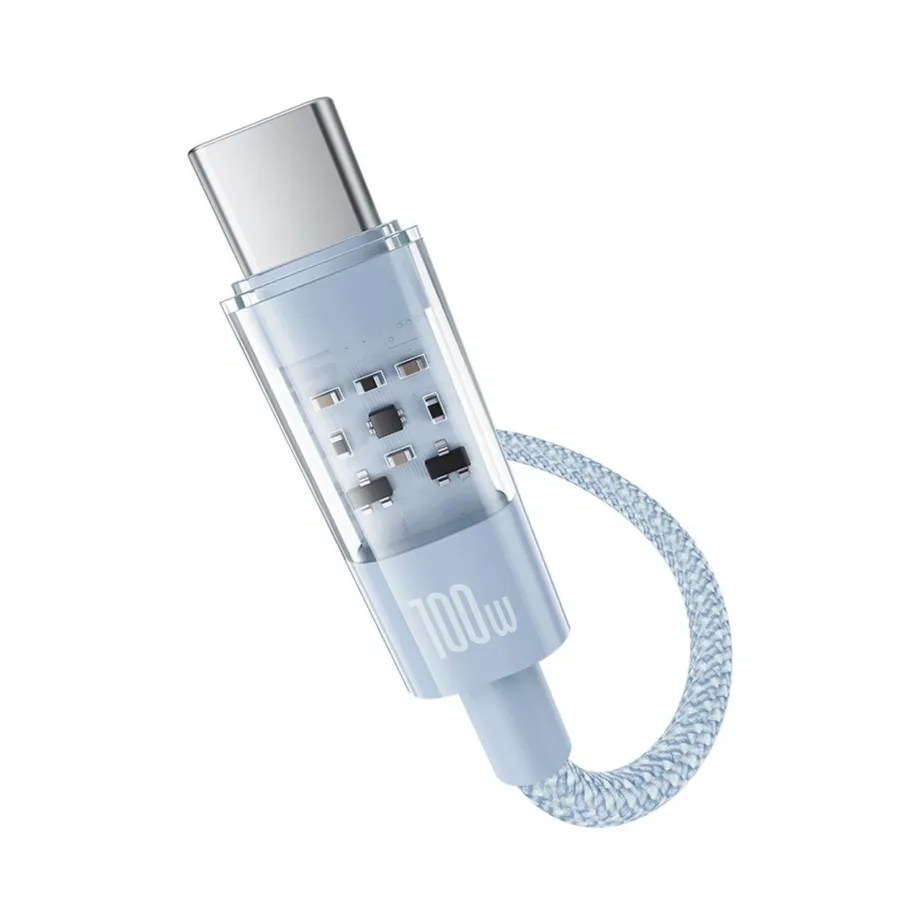 Baseus Gem P10373000311-01 2 m sinine 100 W USB-C–USB-C kiirlaadimiskaabel, nailon – 3