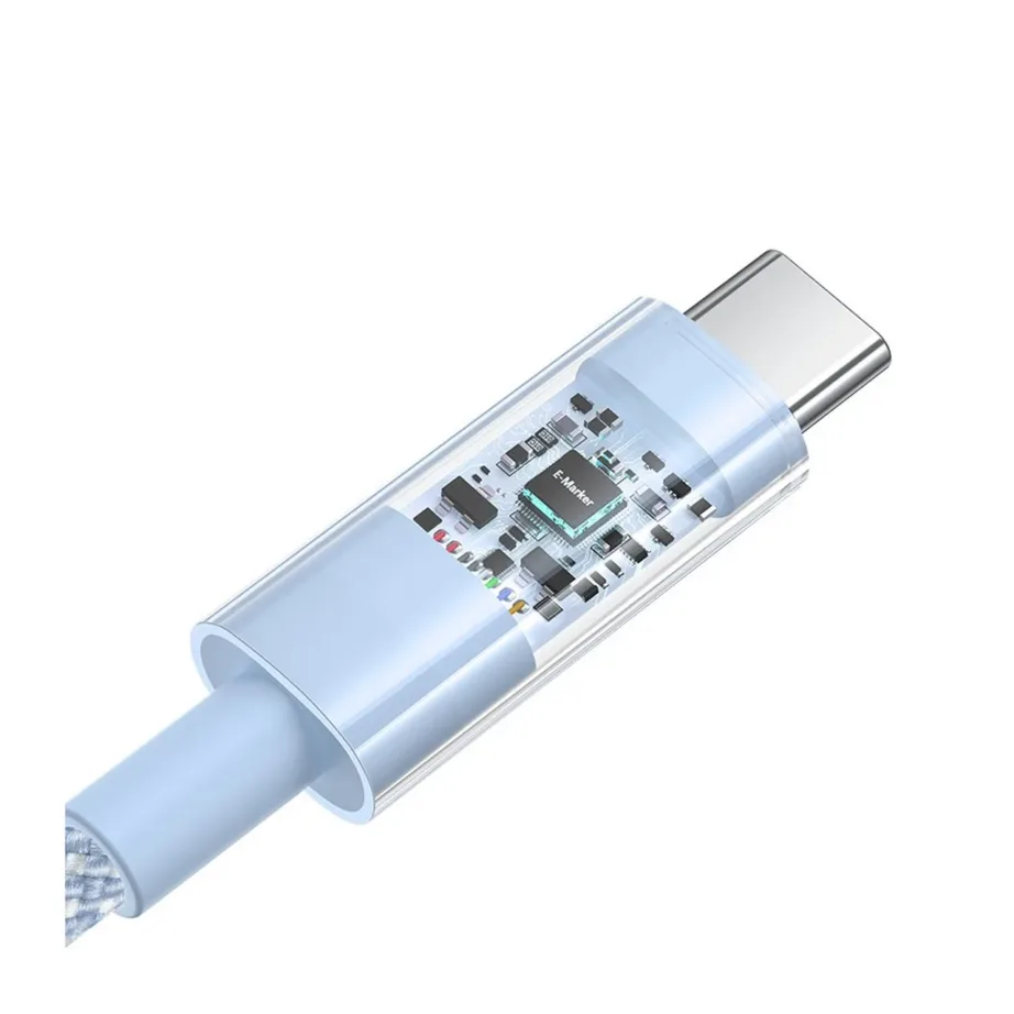Baseus Gem P10373000311-01 2 m sinine 100 W USB-C–USB-C kiirlaadimiskaabel, nailon – 4