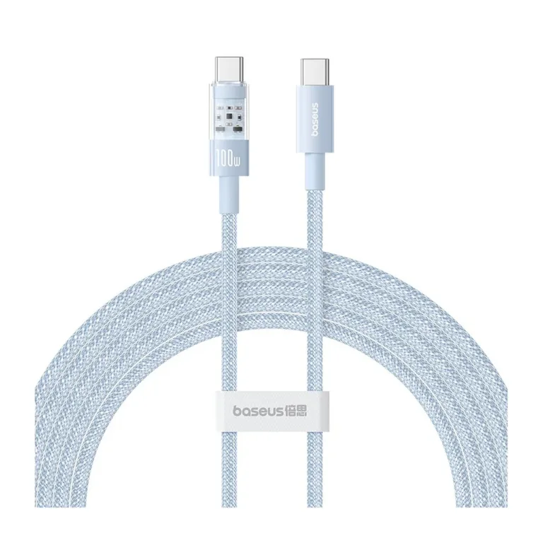 Baseus Gem P10373000311-01 2 m sinine 100 W USB-C–USB-C kiirlaadimiskaabel, nailon