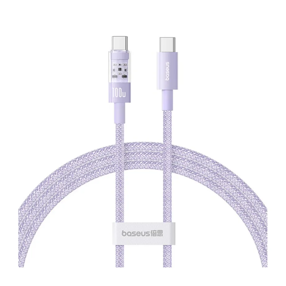 Baseus Gem P10373000511-00 1 m 100 W lilla USB-C to USB-C nailonist kiirlaadimiskaabel