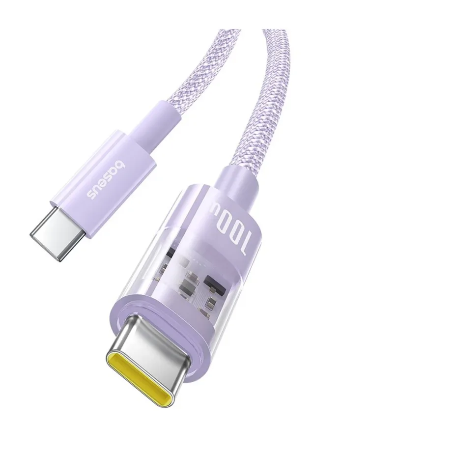 Baseus Gem P10373000511-01 2 m lilla USB-C–USB-C 100 W nailonist kiirlaadimiskaabel – 2