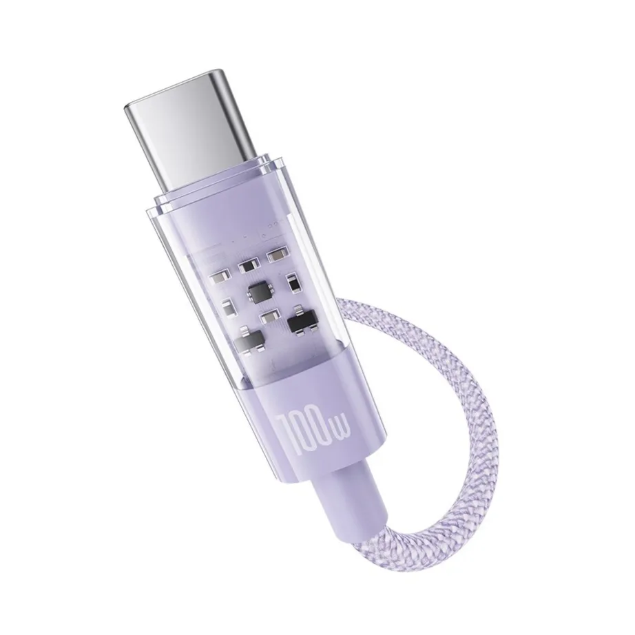 Baseus Gem P10373000511-01 2 m lilla USB-C–USB-C 100 W nailonist kiirlaadimiskaabel – 3