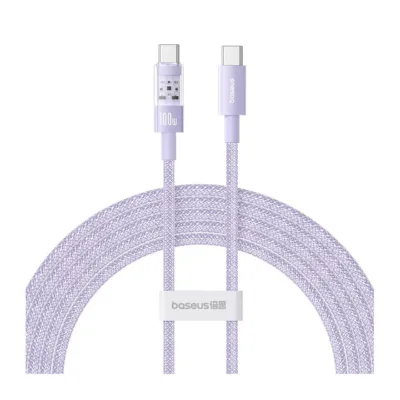 Baseus Gem P10373000511-01 2 m lilla USB-C–USB-C 100 W nailonist kiirlaadimiskaabel