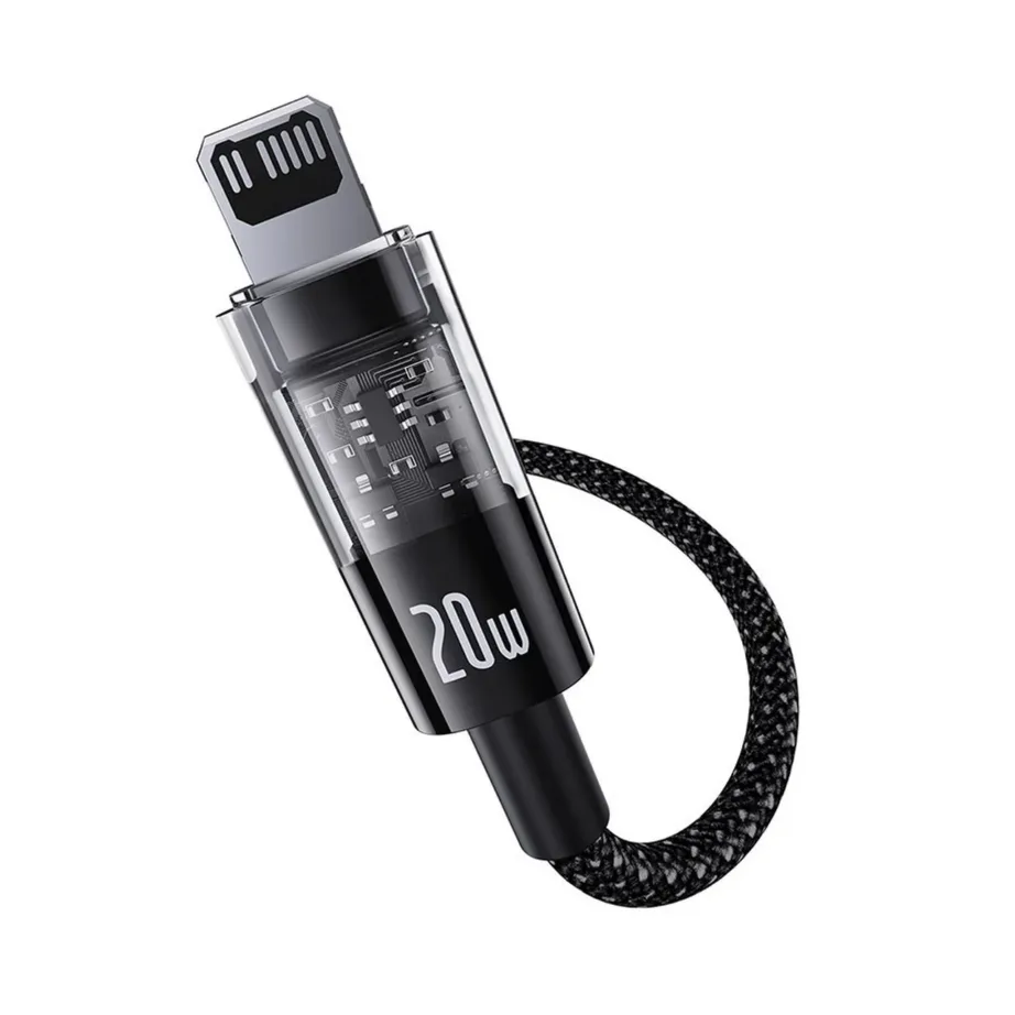 Baseus Gem P10373001111-00 1 m 20 W must nailonist USB-C – Lightning kiirlaadimiskaabel – 2