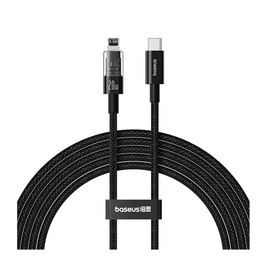 Baseus Gem P10373001111-01 2 m 20 W must USB-C–Lightning kiirlaadimiskaabel, nailonkattega Apple seadmetele
