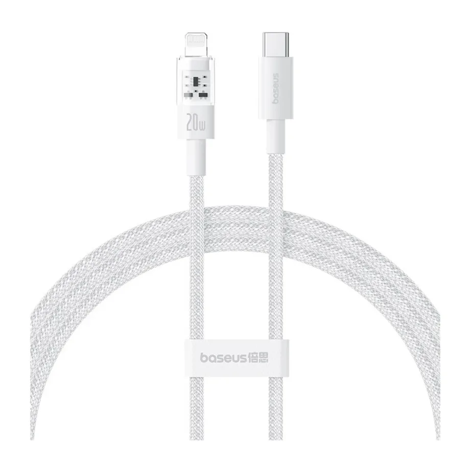 Baseus Gem P10373001211-00 1 m valge 20 W USB-C – Lightning nailonist kiirlaadimiskaabel