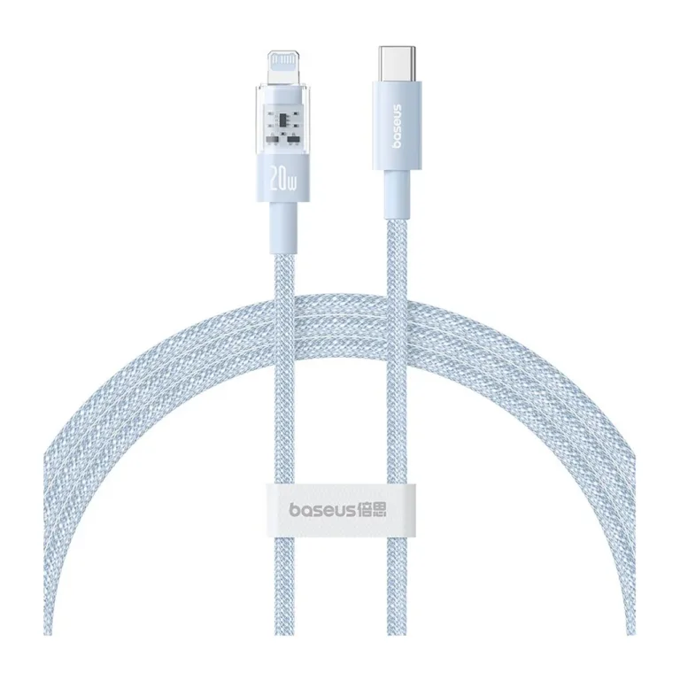Baseus Gem P10373001311-00 1 m sinine USB-C – Lightning 20W PD kiirlaadimiskaabel, nailonist, Apple’i seadmetele