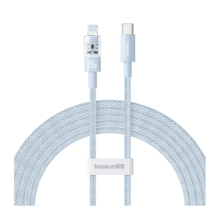 Baseus Gem P10373001311-01 2 m sinine 20 W USB-C–Lightning (iP) kiirlaadimiskaabel nailonmantliga