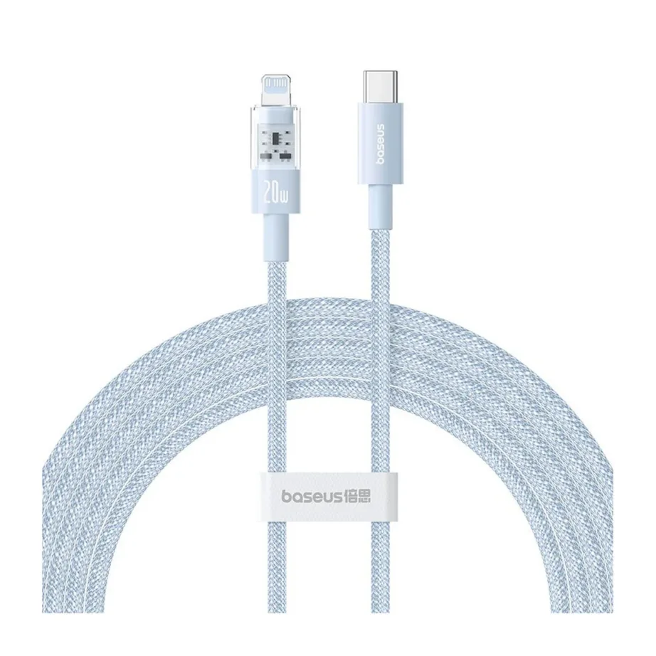 Baseus Gem P10373001311-01 2 m sinine 20 W USB-C–Lightning (iP) kiirlaadimiskaabel nailonmantliga