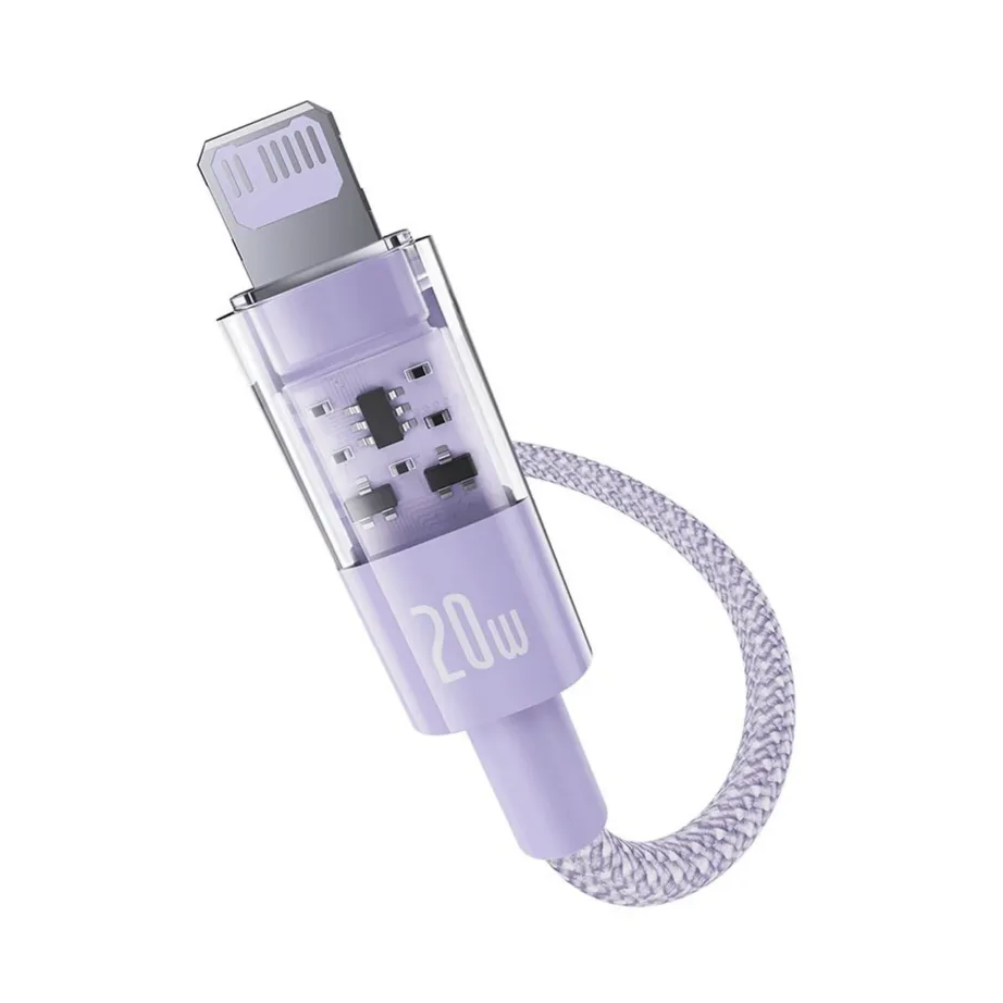 Baseus Gem P10373001511-01 2 m 20 W USB-C to Lightning kiirlaadimiskaabel, lilla, nailon – 2