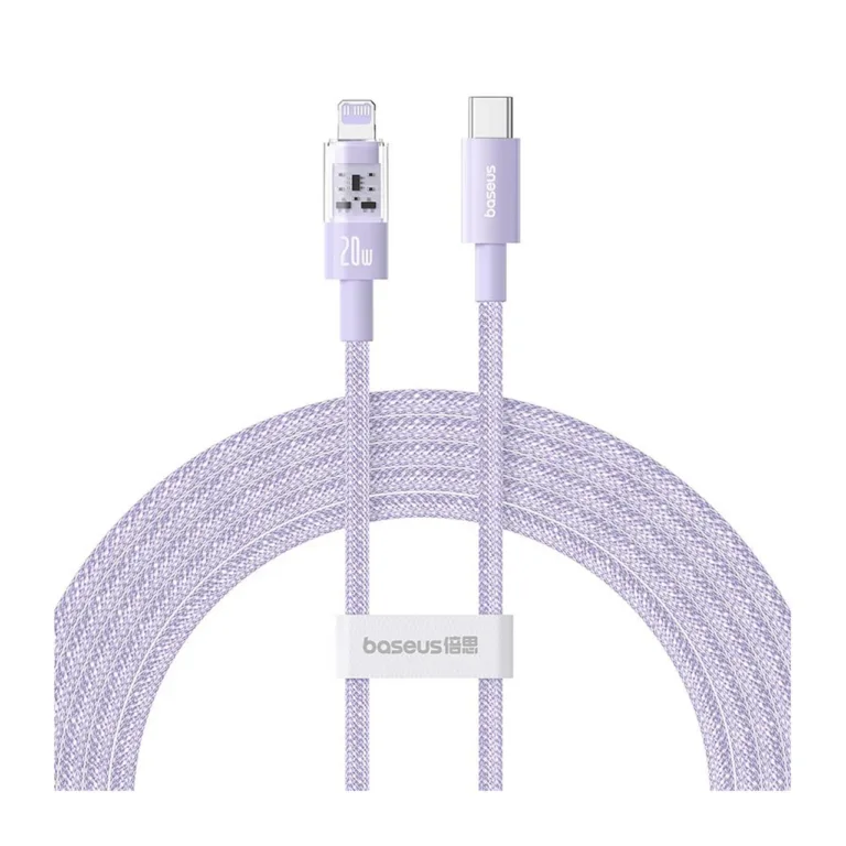 Baseus Gem P10373001511-01 2 m 20 W USB-C to Lightning kiirlaadimiskaabel, lilla, nailon