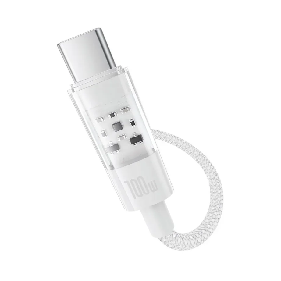Baseus Gem P10373002211-01 2 m valge 100 W USB-A–USB-C kiirlaadimiskaabel nailonkattega - 2