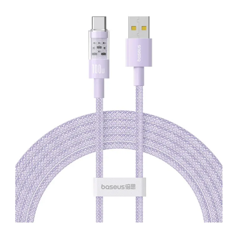 Baseus Gem P10373002511-01 2 m 100 W lilla nailonist USB-A – USB-C kiirlaadimiskaabel