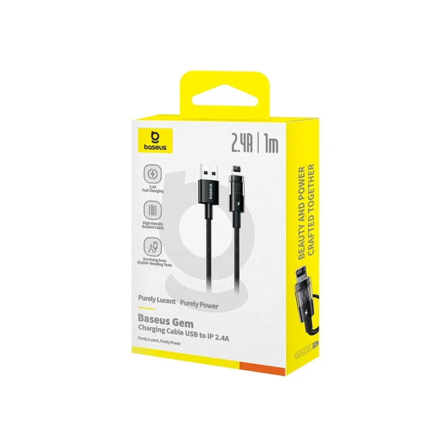 Baseus Gem P10373003111-00 1 m 2,4A USB-A–Lightning must nailonist kiirlaadimiskaabel – 6