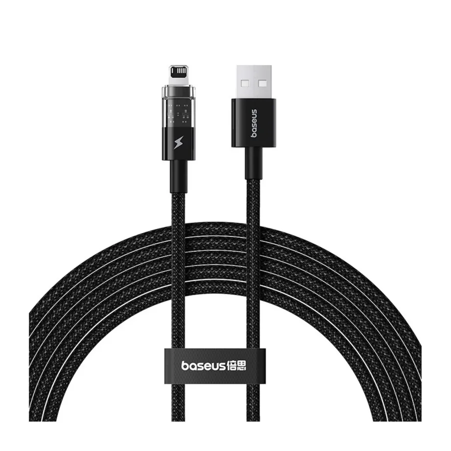 Baseus Gem P10373003111-01 2 m 2,4A must nailonist USB-A – Lightning kiirlaadimiskaabel