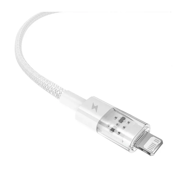 Baseus Gem P10373003211-01 2 m valge USB-A–Lightning 2,4A kiirlaadimiskaabel nailonpunutisega