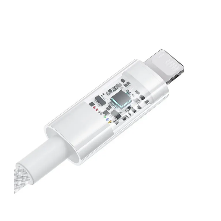 Baseus Gem P10373003211-01 2 m valge USB-A–Lightning 2,4A kiirlaadimiskaabel nailonpunutisega
