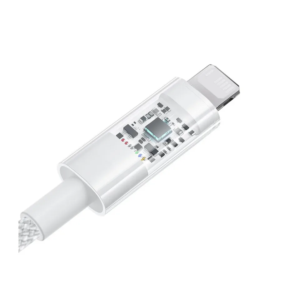 Baseus Gem P10373003211-01 2 m valge USB-A–Lightning 2,4A kiirlaadimiskaabel nailonpunutisega – 4