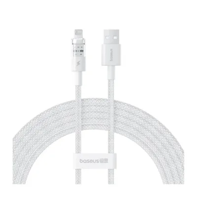 Baseus Gem P10373003211-01 2 m valge USB-A–Lightning 2,4A kiirlaadimiskaabel nailonpunutisega