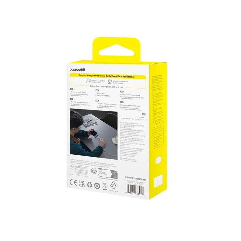 Baseus Gem P10373003311-00 1 m sinine nailonist USB-A–Lightning 2,4 A kiirlaadimiskaabel Apple'i seadmetele