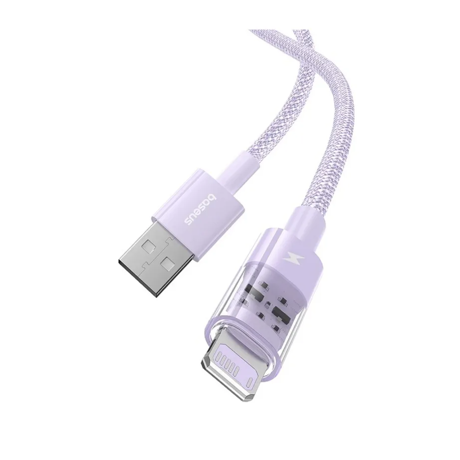 Baseus Gem P10373003511-00 1 m lilla nailonist USB-A – Lightning 2,4A kiirlaadimiskaabel Apple’i seadmetele – 2