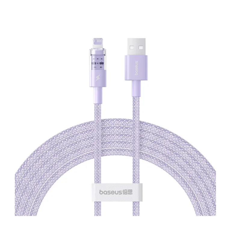 Baseus Gem P10373003511-01 2 m lilla USB-A – Lightning 2,4A kiirlaadimiskaabel nailonist Apple seadmetele
