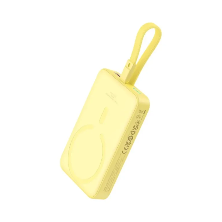 Baseus Magnetic Mini P10022109Y23-00 10000mAh 20W MagSafe kollane juhtmevaba akupank Lightning- ja USB-C laadimisega