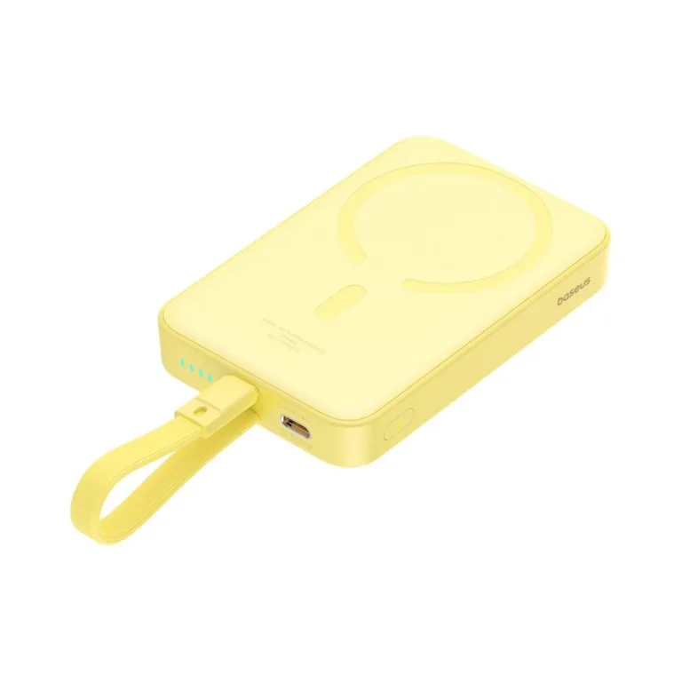 Baseus Magnetic Mini P10022109Y23-00 10000mAh 20W MagSafe kollane juhtmevaba akupank Lightning- ja USB-C laadimisega