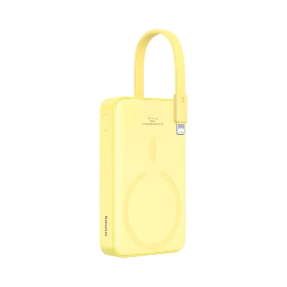 Baseus Magnetic Mini P10022109Y23-00 10000mAh 20W MagSafe kollane juhtmevaba akupank Lightning- ja USB-C laadimisega – 6