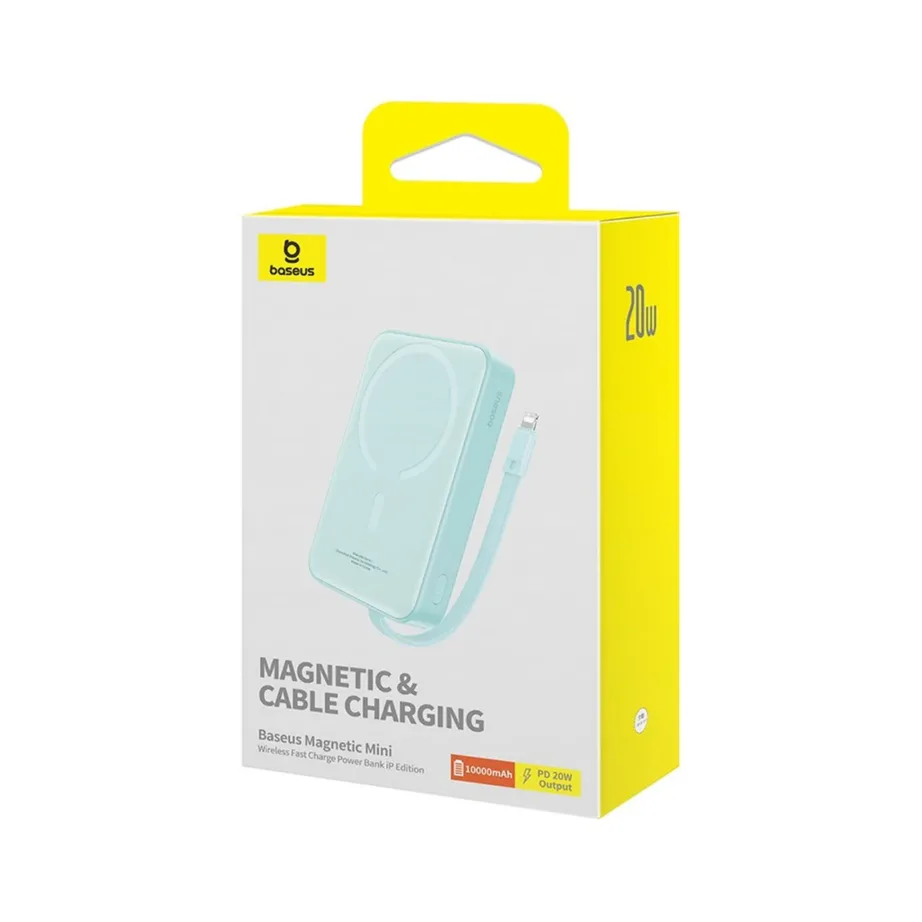 Baseus P10022109333-00 10 000 mAh 20W sinine MagSafe juhtmevaba akupank USB-C/Lightning kaabliga – 7