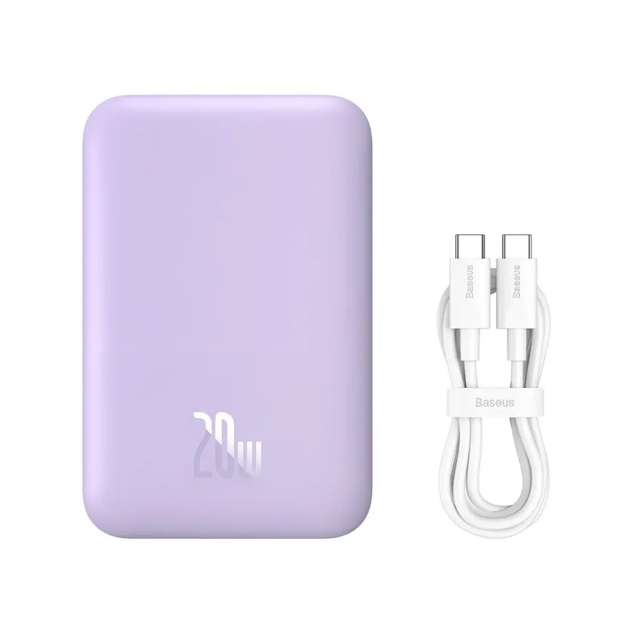 Baseus P10059002513-00 6000mAh 20W lilla MagSafe-iga ühilduv kaasaskantav akupank USB-C ja USB-A portidega – 11