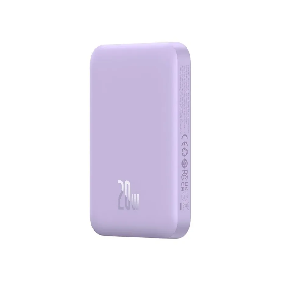 Baseus P10059002513-00 6000mAh 20W lilla MagSafe-iga ühilduv kaasaskantav akupank USB-C ja USB-A portidega – 5