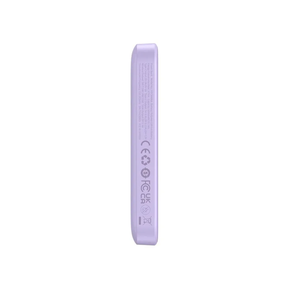Baseus P10059002513-00 6000mAh 20W lilla MagSafe-iga ühilduv kaasaskantav akupank USB-C ja USB-A portidega – 8