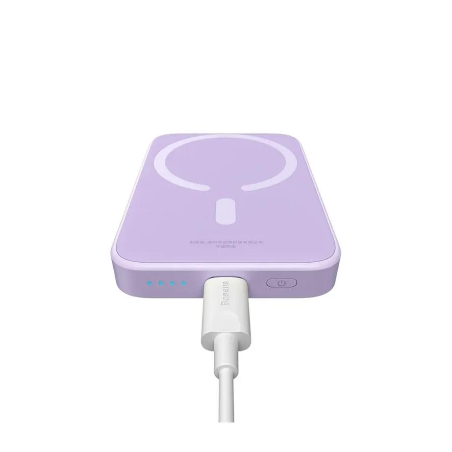 Baseus P10059002513-00 6000mAh 20W lilla MagSafe-iga ühilduv kaasaskantav akupank USB-C ja USB-A portidega – 10