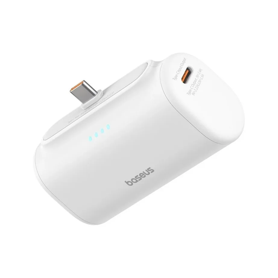 Baseus P10068306213-00 5000mAh valge USB-C kiirlaadimisega 20W powerbank nutiseadmetele (80x40x26 mm) – 3
