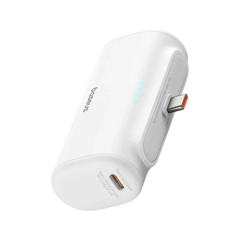 Baseus P10068306213-00 5000mAh valge USB-C kiirlaadimisega 20W powerbank nutiseadmetele (80x40x26 mm)