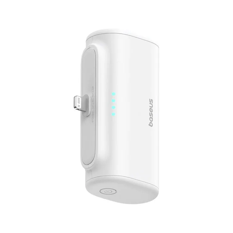 Baseus P10068307213-00 5000mAh 20W valge akupank USB-C, USB-A ja Lightningiga, kahe seadme kiireks laadimiseks