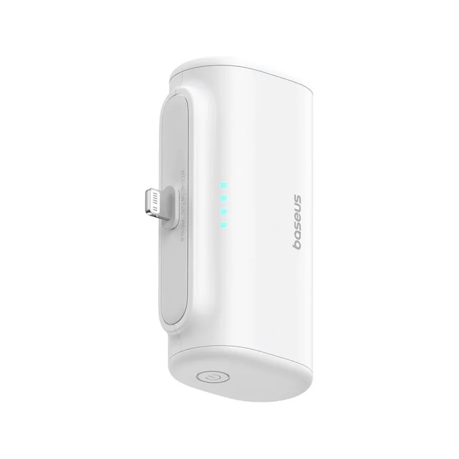 Baseus P10068307213-00 5000mAh 20W valge akupank USB-C, USB-A ja Lightningiga, kahe seadme kiireks laadimiseks – 5