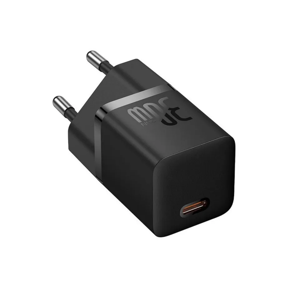 Baseus P10110902113-01 30W USB-C GaN kiirlaadija 1 port must, kaabel komplektis - 2