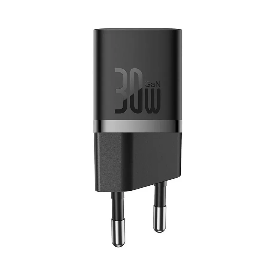 Baseus P10110902113-01 30W USB-C GaN kiirlaadija 1 port must, kaabel komplektis - 3