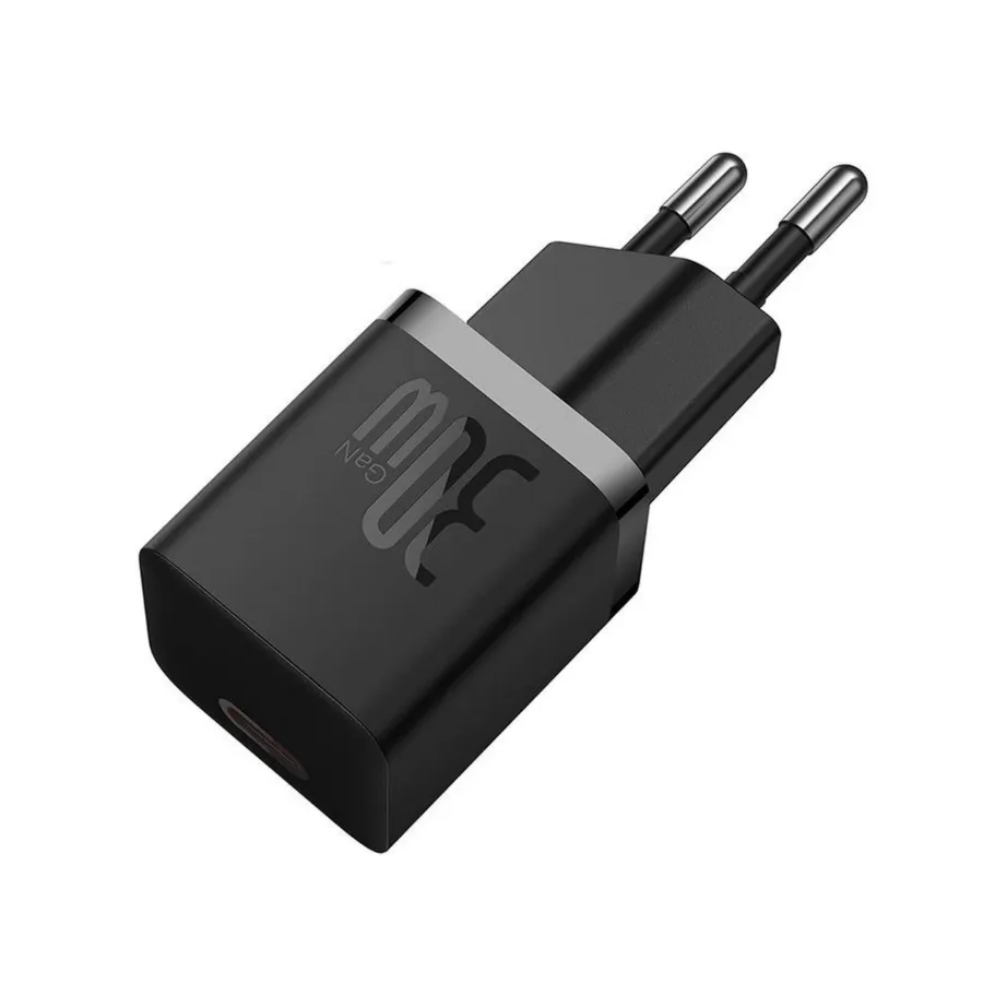 Baseus P10110902113-01 30W USB-C GaN kiirlaadija 1 port must, kaabel komplektis - 4
