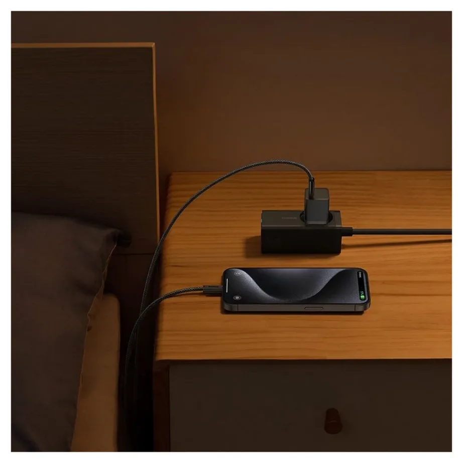 Baseus P10110902113-01 30W USB-C GaN kiirlaadija 1 port must, kaabel komplektis - 6