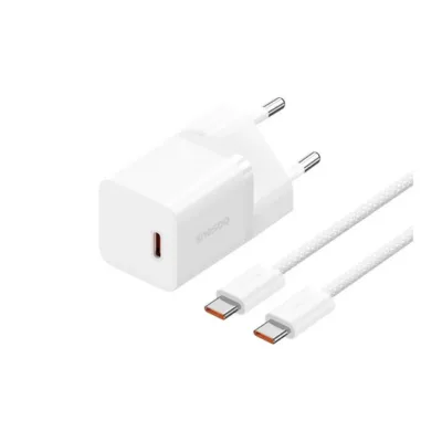Baseus P10110902213-01 30W USB-C GaN5 valge seinalaadija, kiirlaadimisega, 1 m USB-C kaabel komplektis