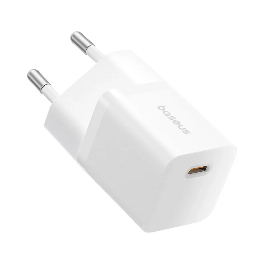 Baseus P10110909213-00 25W valge GaN USB-C kiirlaadija Power Delivery ja QC 3.0, 1 port, kaabel komplektis - 2