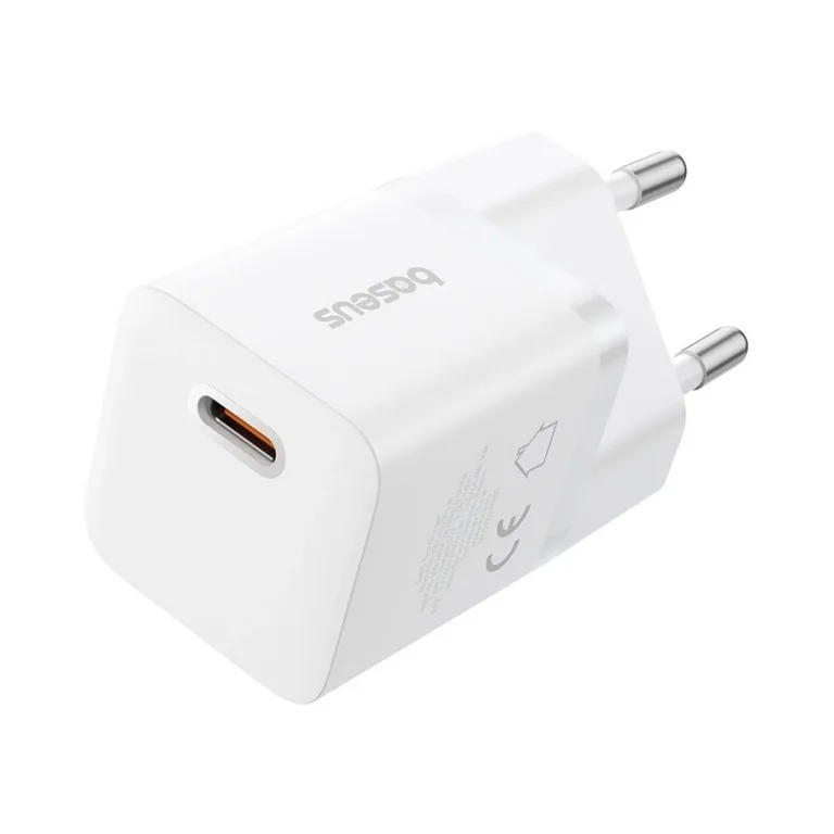 Baseus P10110909213-00 25W valge GaN USB-C kiirlaadija Power Delivery ja QC 3.0, 1 port, kaabel komplektis